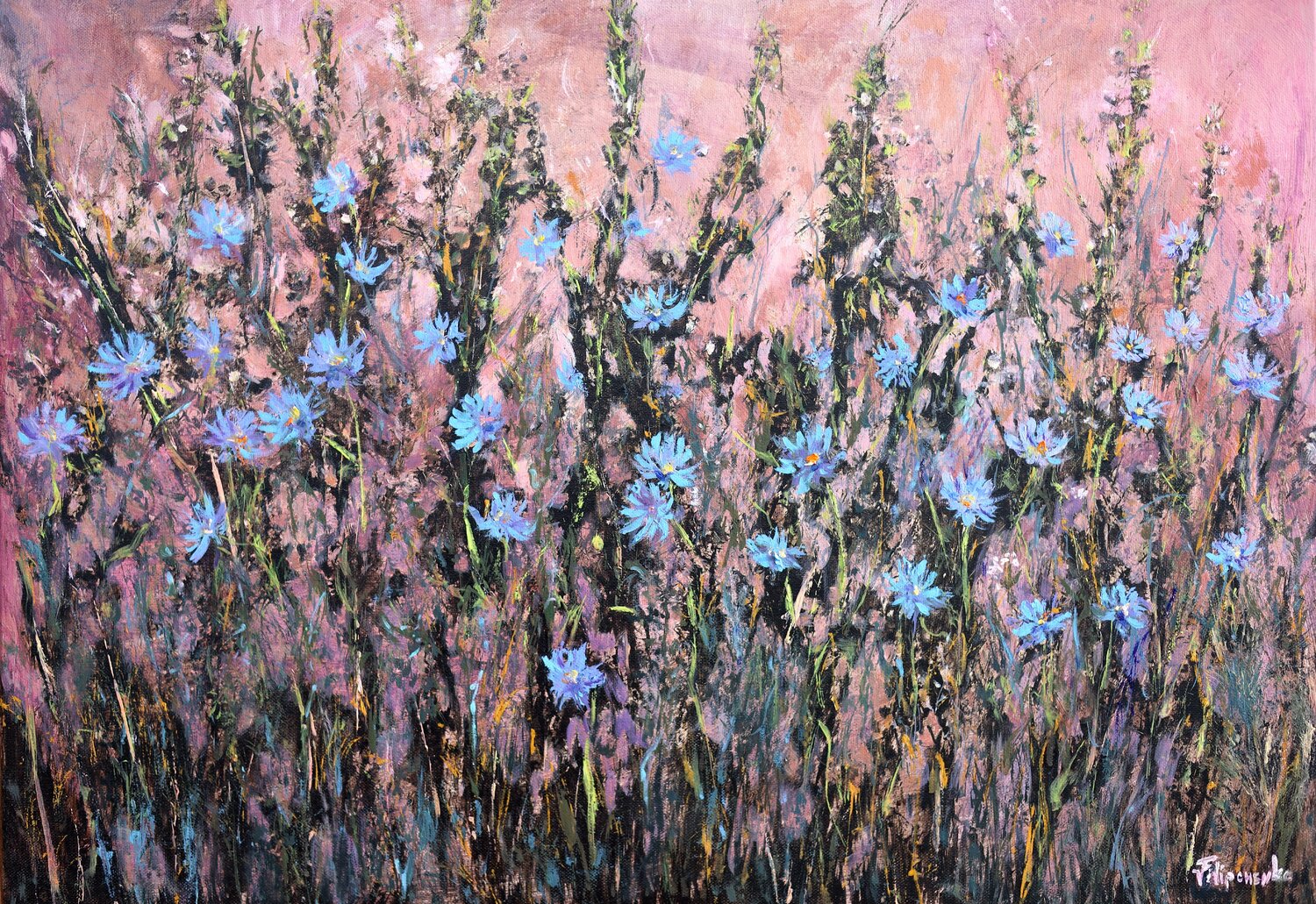 Campo di fiori. Fiordaliso. Viktoriya Filipchenko Original painting for sale