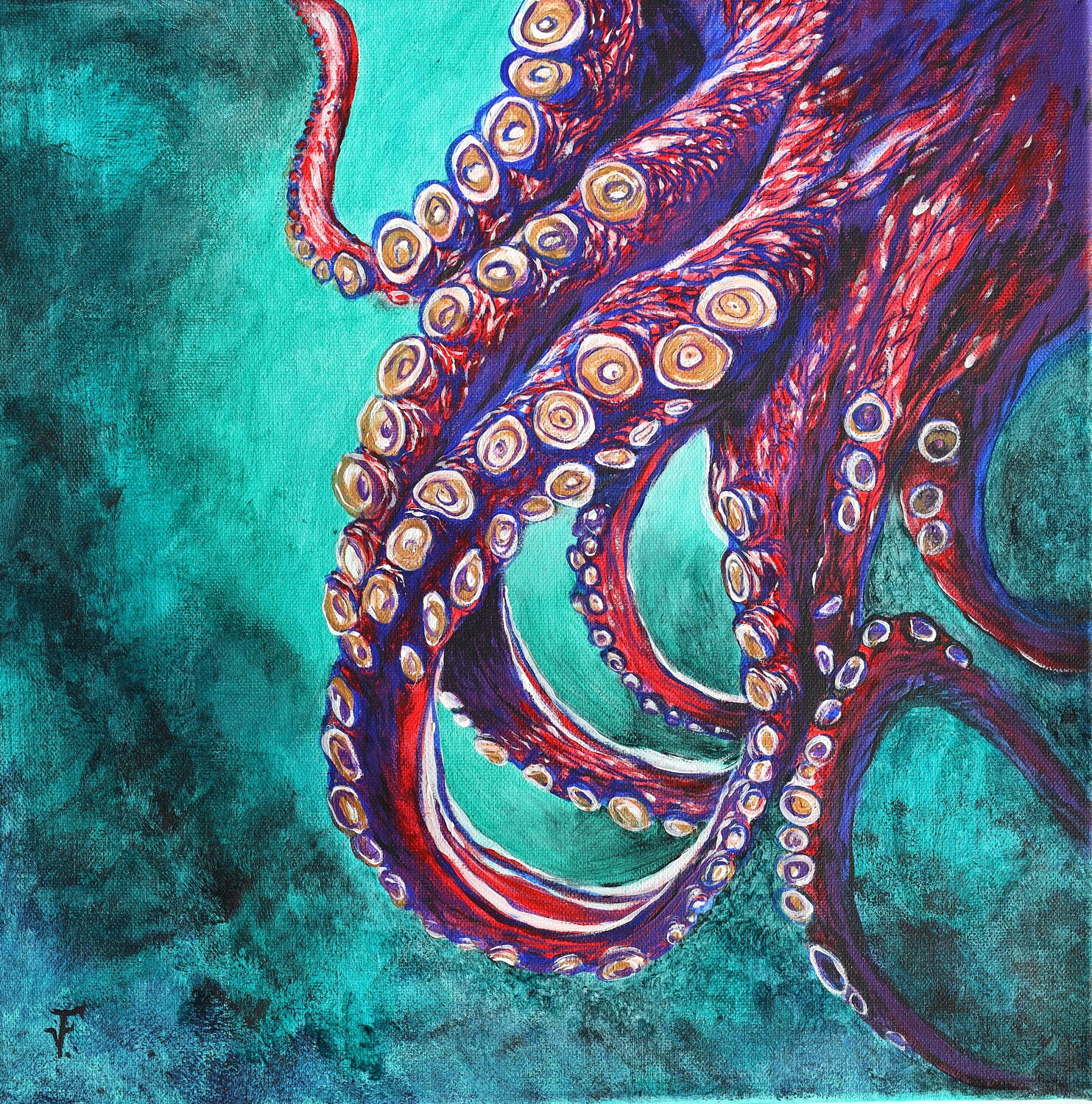 Red Octopus. Viktoriya Filipchenko Original painting for sale