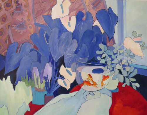 Gold and Blue by Marianne Gabriel, Painting for Sale on Select