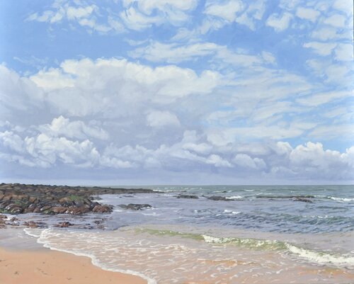 Nuages au-dessus de la plage, Batz-sur-mer by Anne Baudequin, Painting for Sale on Select
