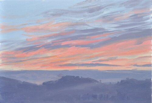 Vingt-six janvier, lever de soleil sur les monts by Anne Baudequin, Painting for Sale on Select