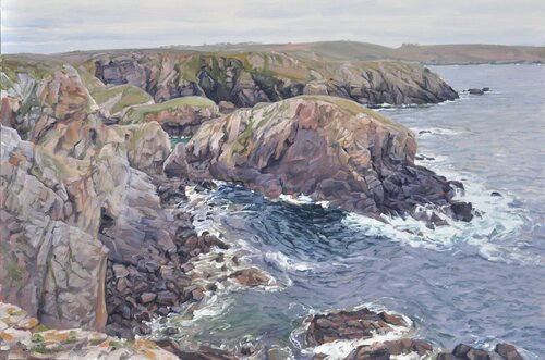 La Pointe du Van, ciel gris by Anne Baudequin, Painting for Sale on Select