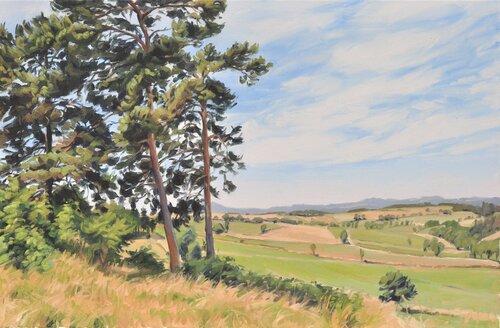 Ving-quatre juin, lumière d'été sur les monts du Velay by Anne Baudequin, Painting for Sale on Select