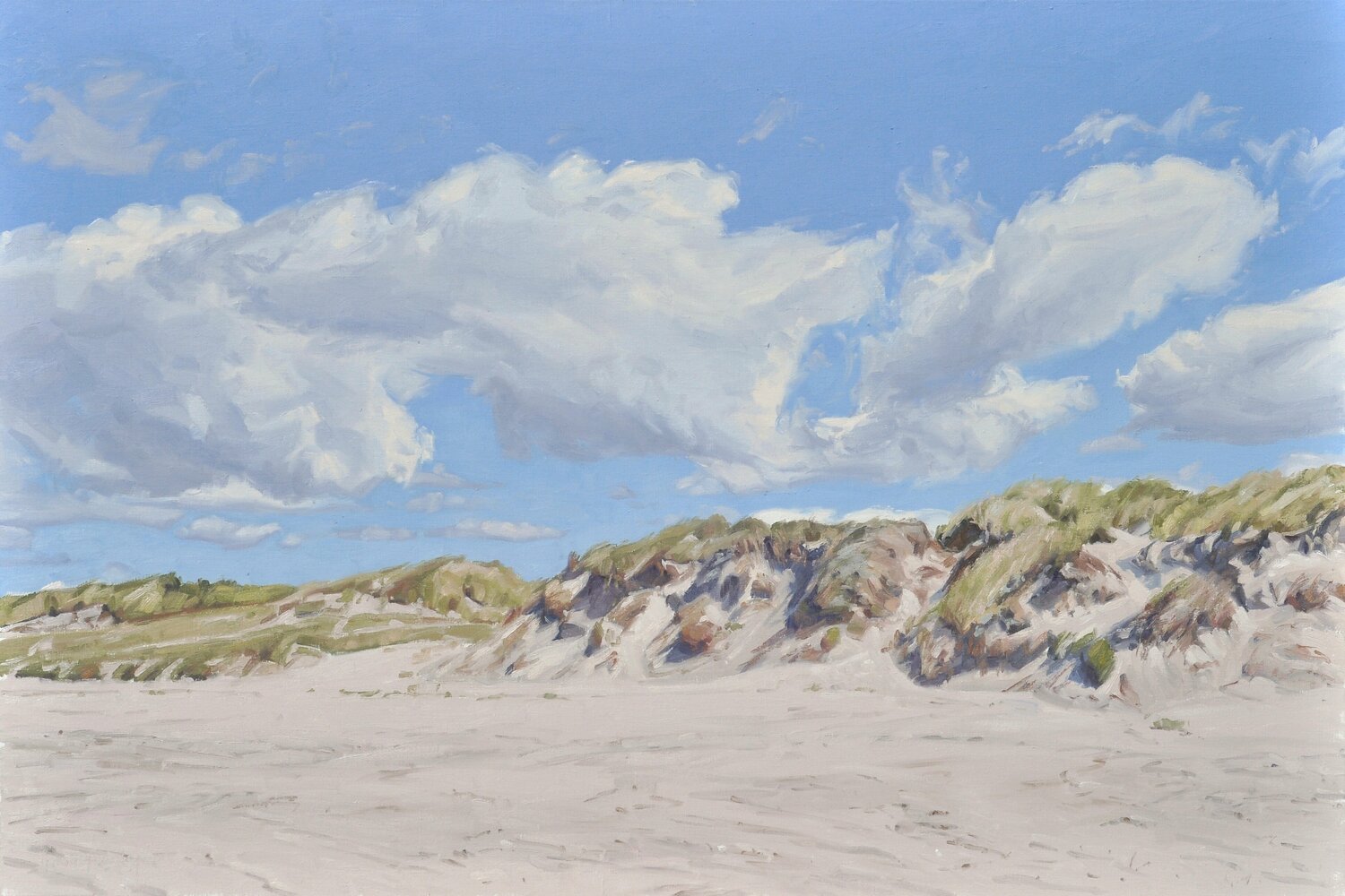 Nuages au-dessus des dunes Anne Baudequin Original painting for sale