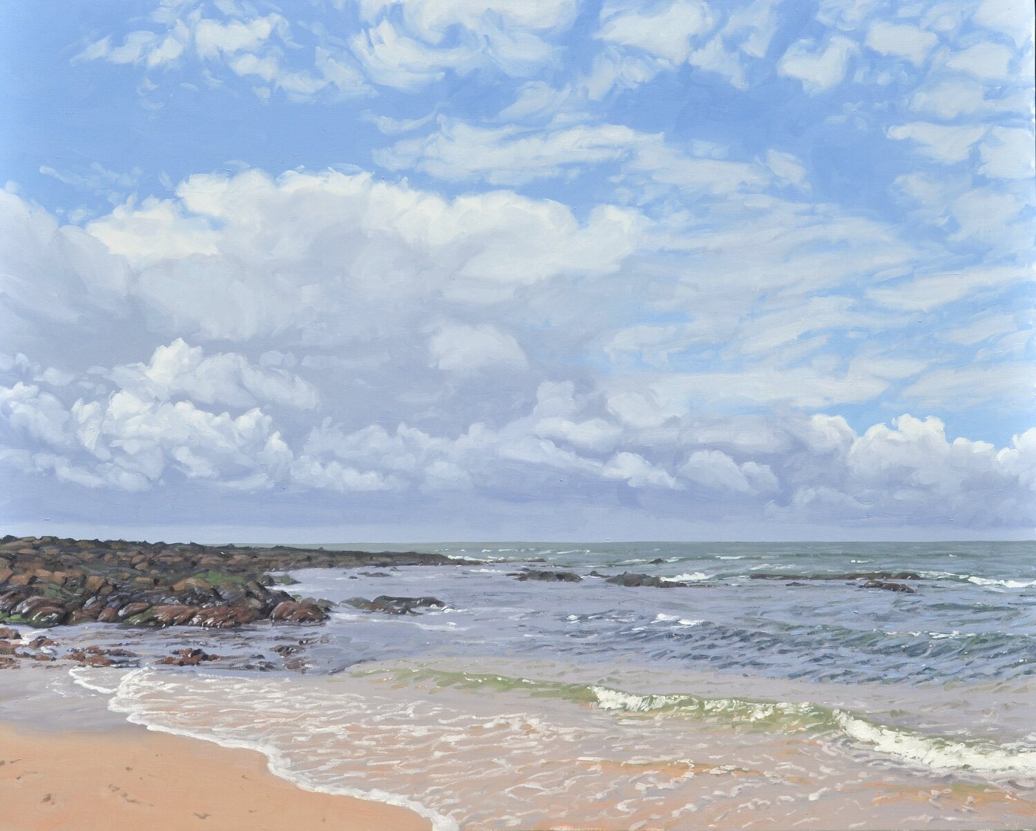 Nuages au-dessus de la plage, Batz-sur-mer Anne Baudequin Original painting for sale
