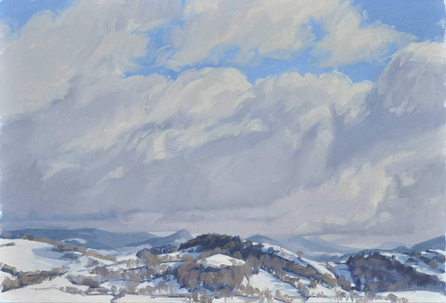 Dix-neuf janvier, neige sur les Monts du Velay Anne Baudequin Original painting for sale