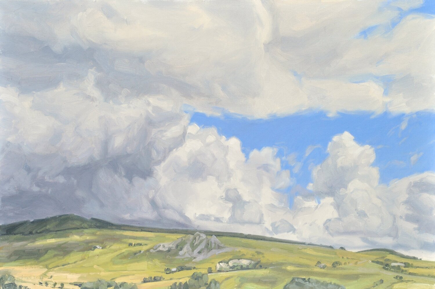 Vingt-quatre juin, nuages, massif du Mézenc Anne Baudequin Original painting for sale