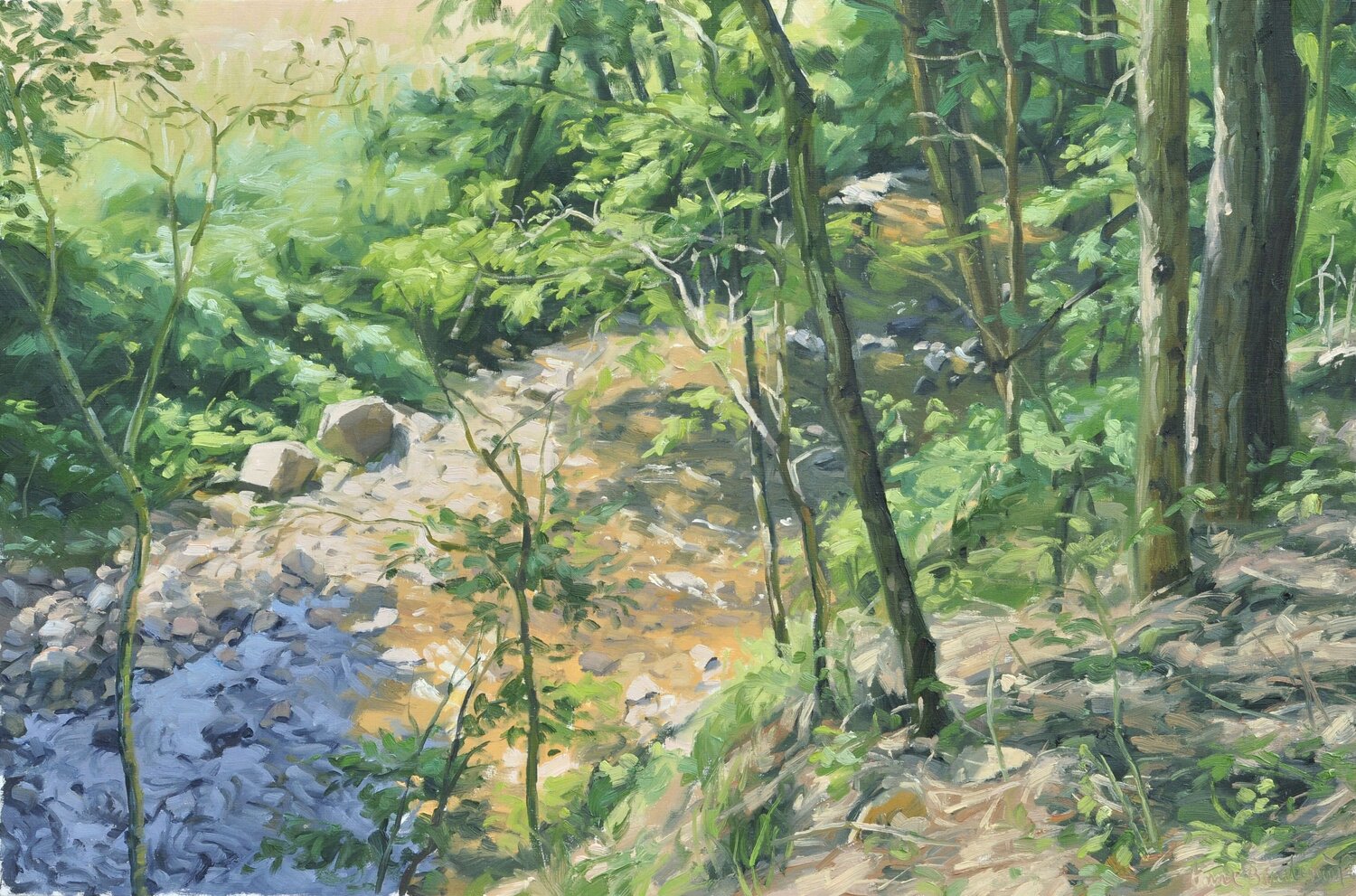 Les deux rochers, bords de la Sumène Anne Baudequin Original painting for sale