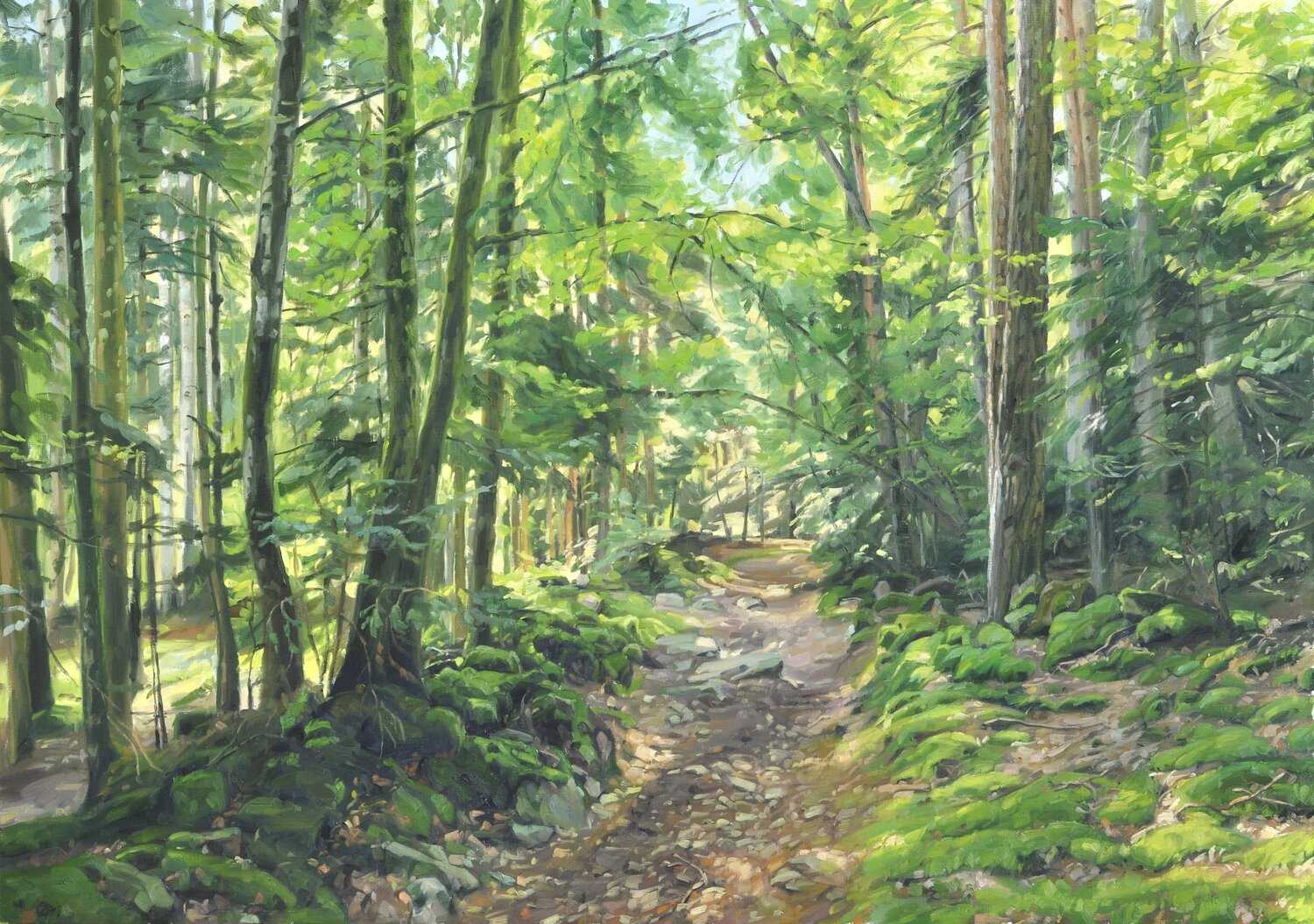 Chemin sous bois, en été Anne Baudequin Original painting for sale