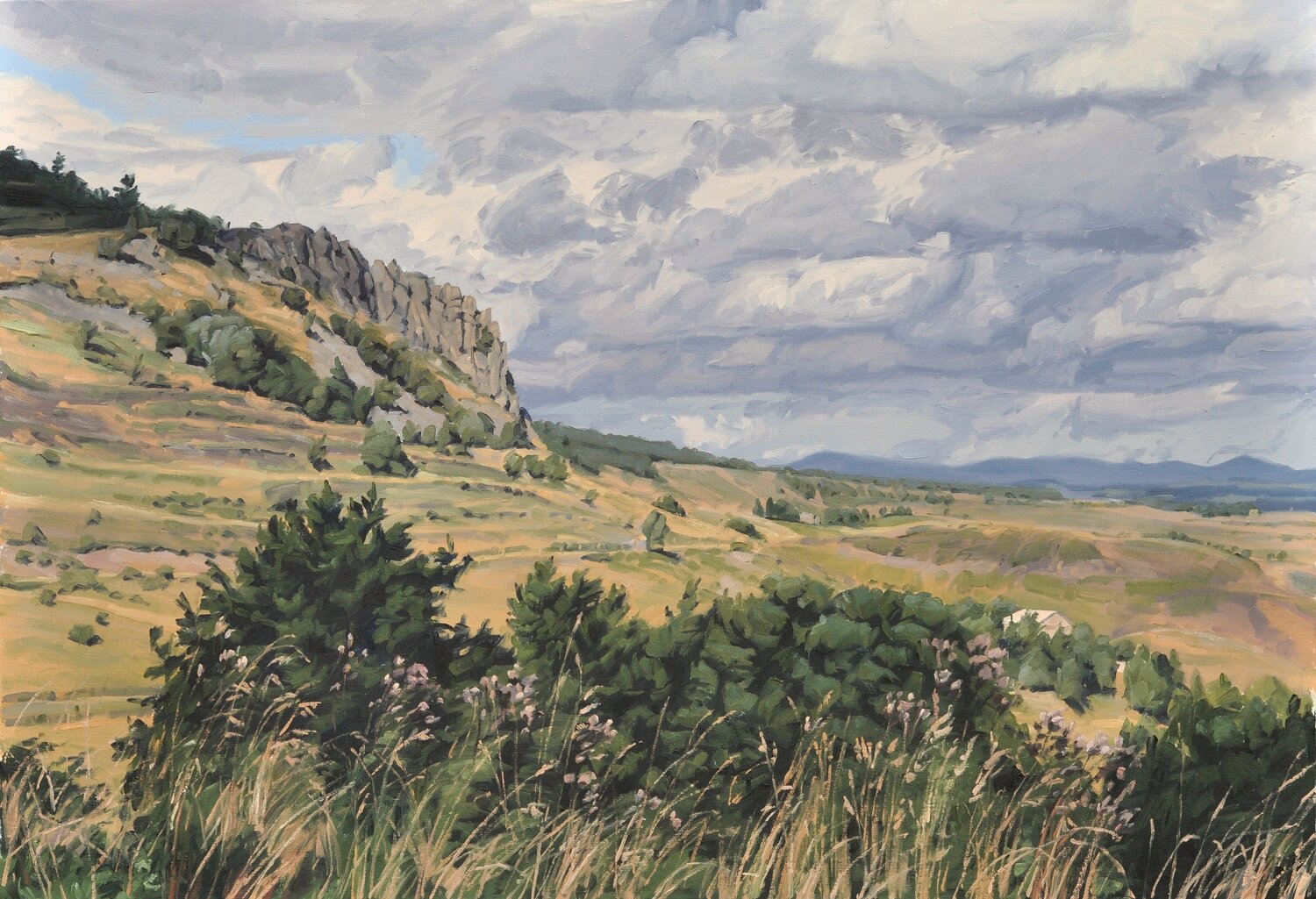 Premier septembre, vent sur le massif du Mézenc Anne Baudequin Original painting for sale