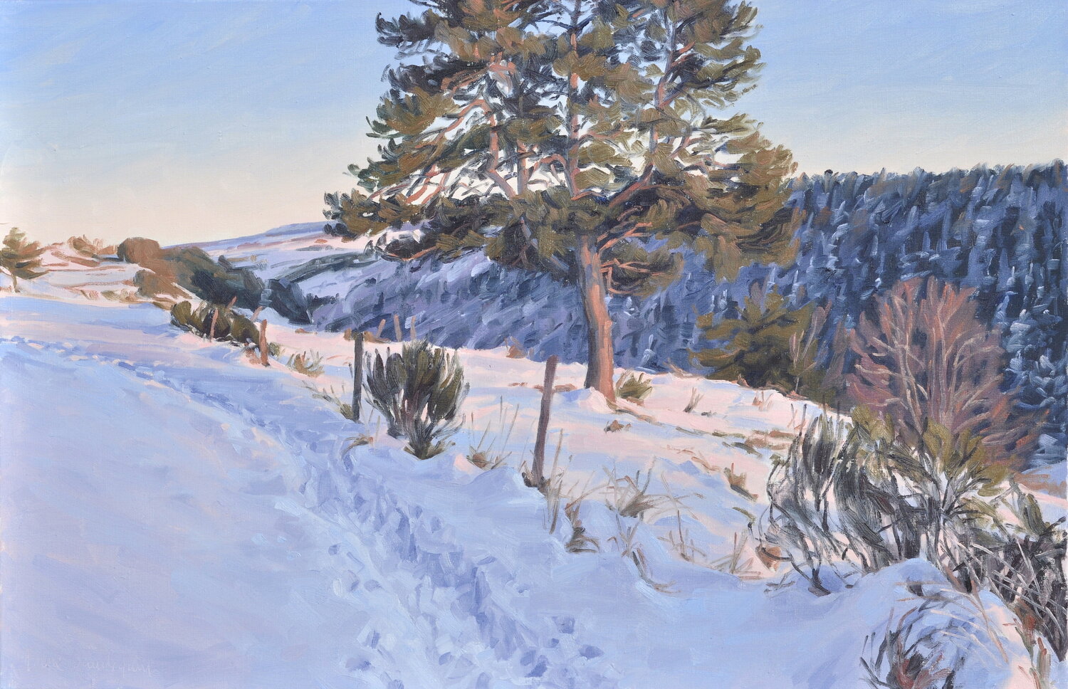 Crépuscule sur le Mézenc Anne Baudequin Original painting for sale