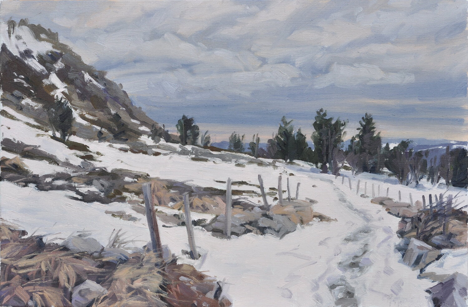 Lumière d'hiver sur le Mézenc Anne Baudequin Original painting for sale