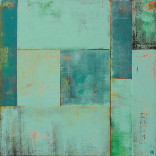 Turquoise Tiles B von Ronald Hunter, Malerei kaufen auf Select