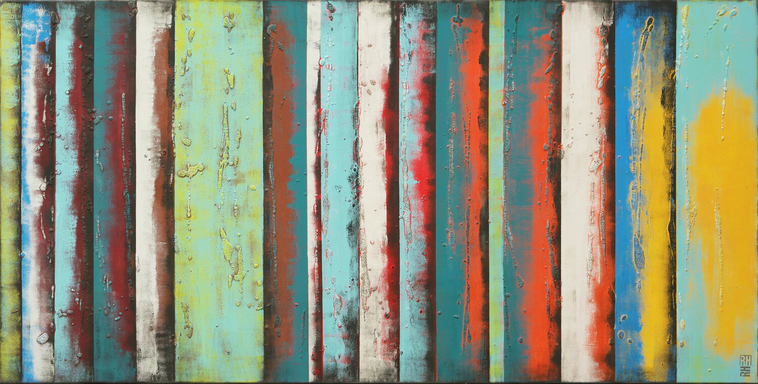 Yellow panels XL Ronald Hunter Original painting for sale