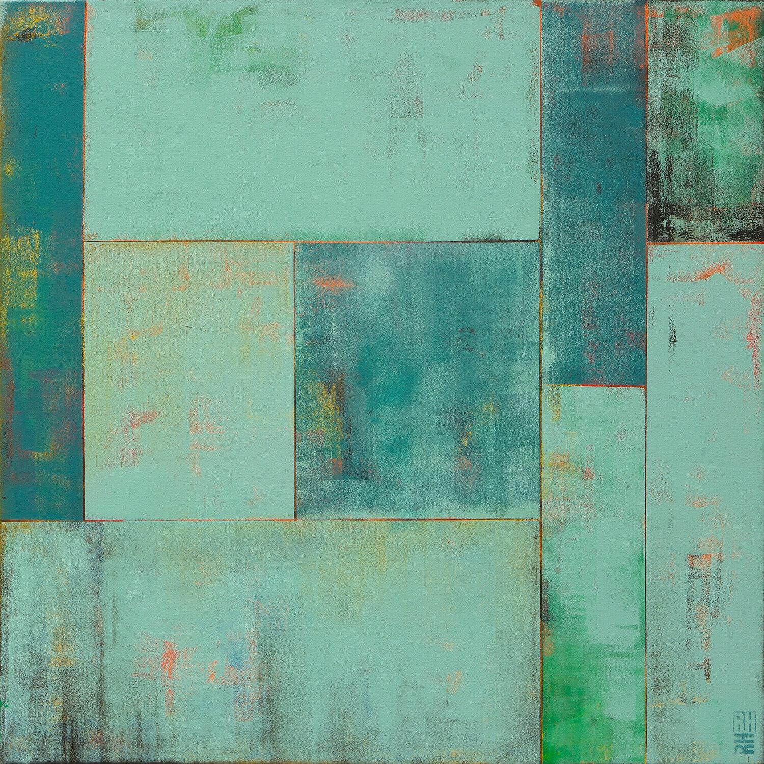 Turquoise Tiles B Ronald Hunter Originalgemälde zu verkaufen
