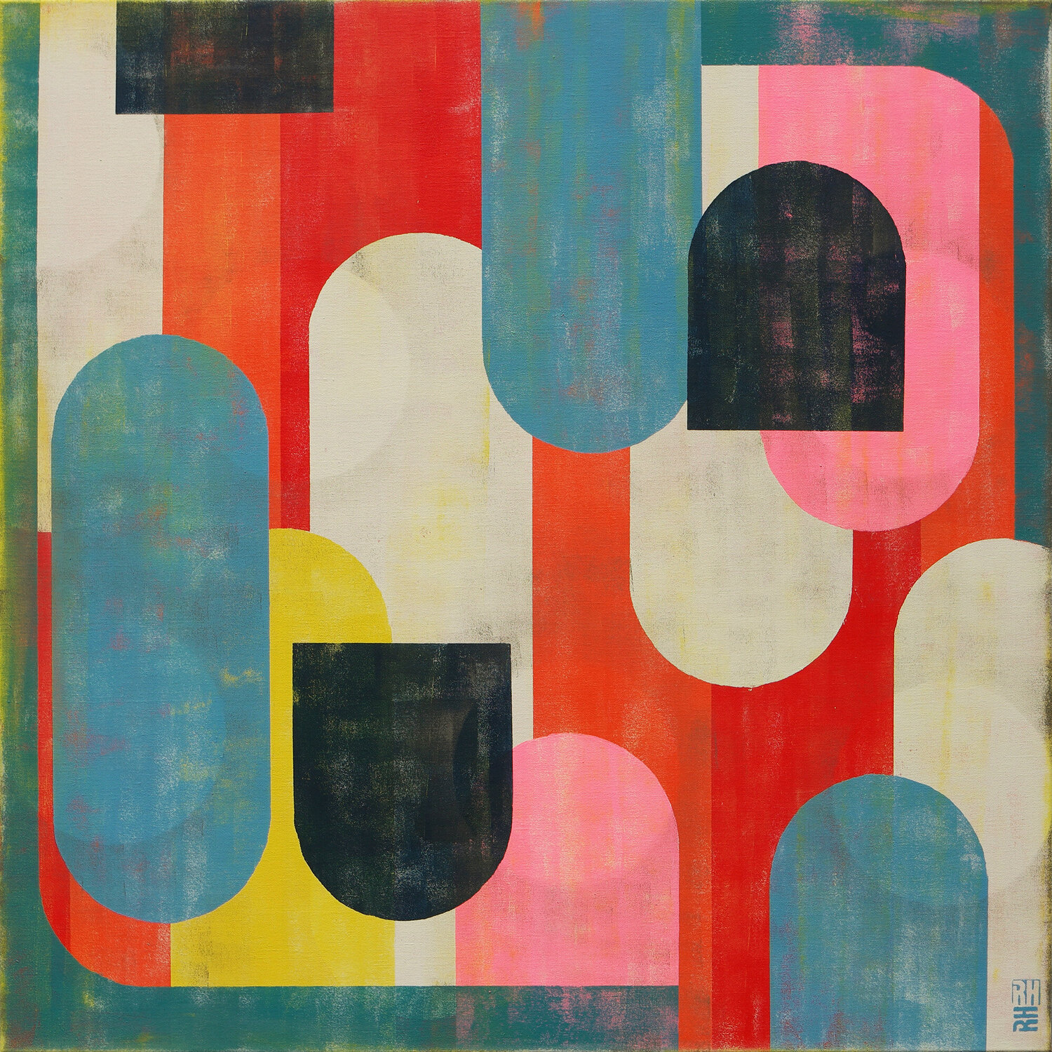 Traffic Full Color Pink Ronald Hunter Originalgemälde zu verkaufen