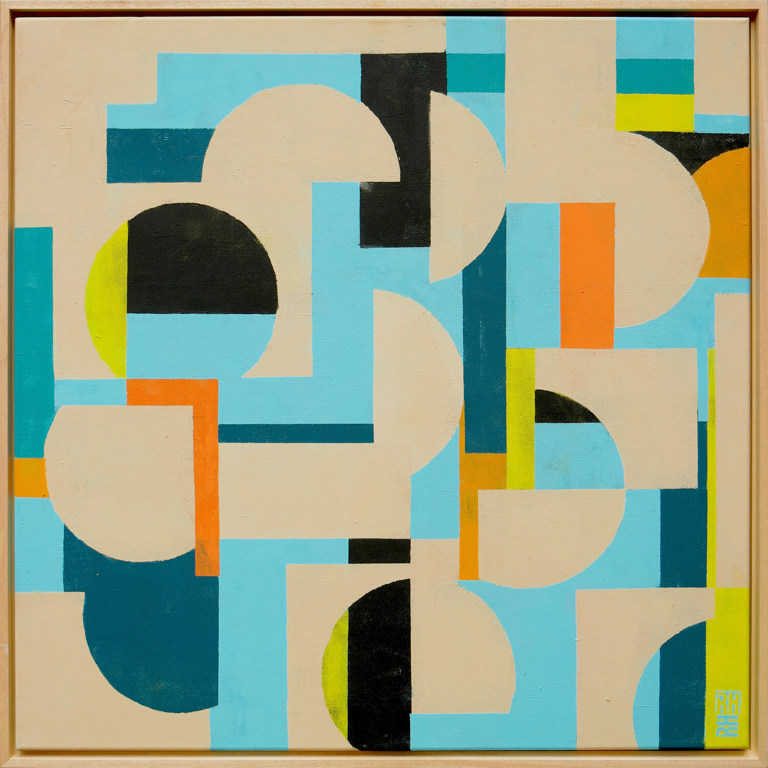 Circle in Circle - The maze blue Ronald Hunter Originalgemälde zu verkaufen