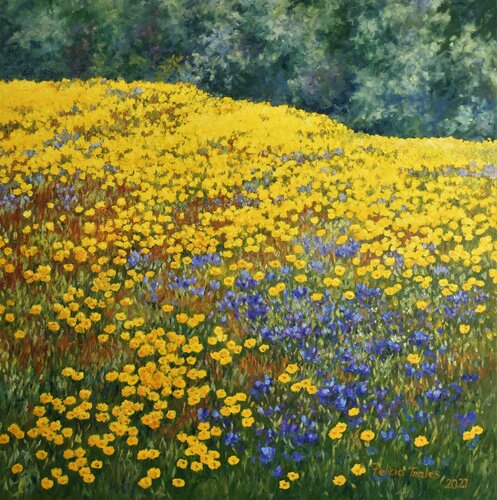 Yellow Flowered Field II by Felicia Trales, Painting for Sale on Select