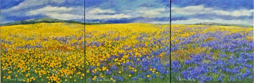 Flowery Field (triptych 3x35/35) by Felicia Trales, Painting for Sale on Select