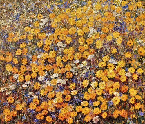 Marigolds Flowers by Felicia Trales, Painting for Sale on Select