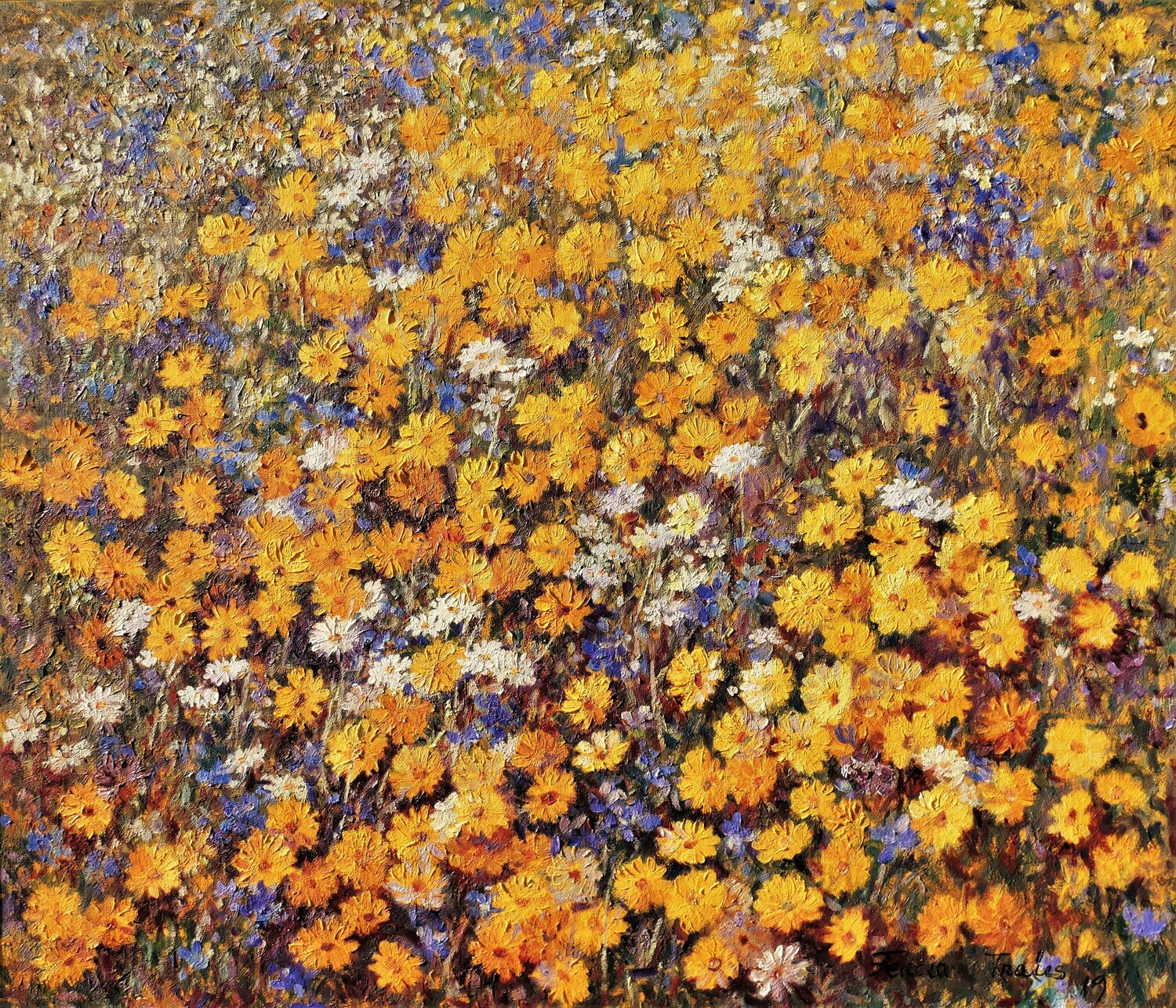 Marigolds Flowers Felicia Trales Original painting for sale