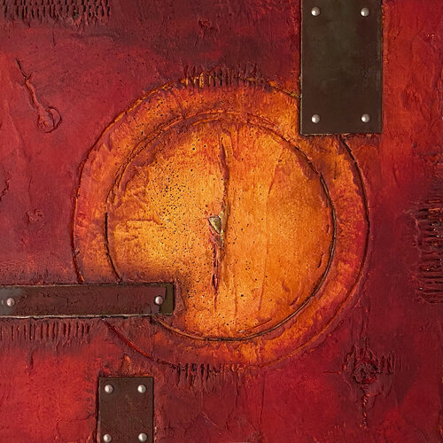 O.T. - Rot Universum, Mischtechnik auf Holz by Rudi Eckerle, Painting for Sale on Select