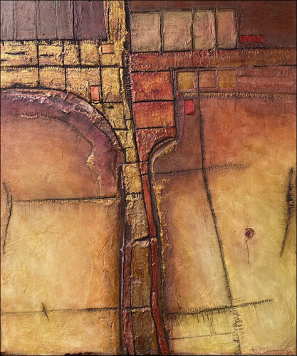 O.T. -  Lands Cape  Strukturen / Erdfarben - Experimentelle Malerei auf Holz by Rudi Eckerle, Painting for Sale on Select