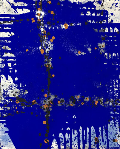 O.T. - Blau / Lapislazuli , Originalbild  Mischtechnik auf Leinwand. by Rudi Eckerle, Painting for Sale on Select