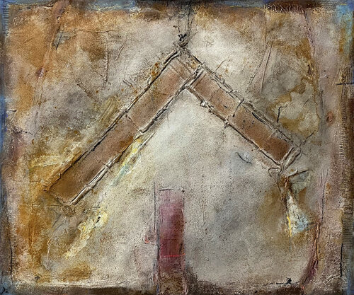O.T. -  Strukturen - Rost, Oxidation auf Leinwand mit Schattenfugenrahmen Holz hell. by Rudi Eckerle, Painting for Sale on Select