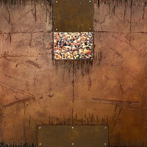 O.T. - Originalbild -  Mischtechnik,  Acryl, Marmormehl,  Pigmente, Metall , Fotografie auf Holz. by Rudi Eckerle, Painting for Sale on Select