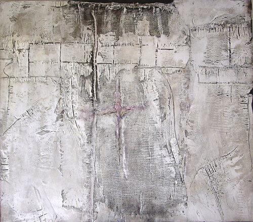 O.T. Weiß Struktur - Preisgekrönt  - Malerei auf Holz by Rudi Eckerle, Painting for Sale on Select