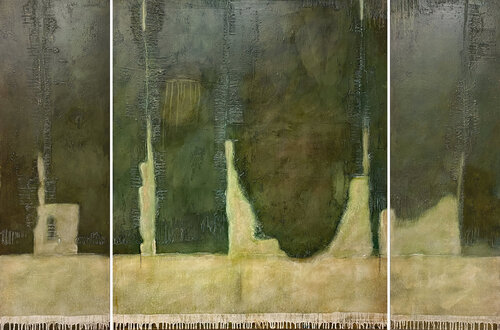 OT. Grün - Struktur Farbfeldmalerei / 3 teilig  2x 120 x 40 cm, 1 x 120 x 100cm by Rudi Eckerle, Painting for Sale on Select