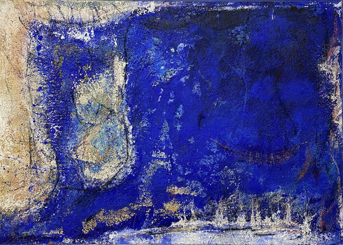 O.T. Blau - Strukturbild - Schattenfugenrahmen weiß by Rudi Eckerle, Painting for Sale on Select