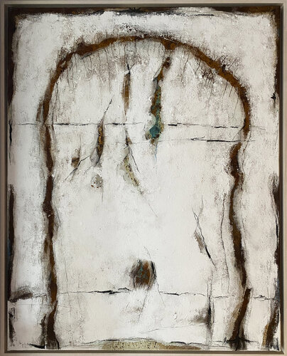 OT.     Weiß / Rost - Strukturmalerei. Schattenfugenrahmen in weiß by Rudi Eckerle, Painting for Sale on Select