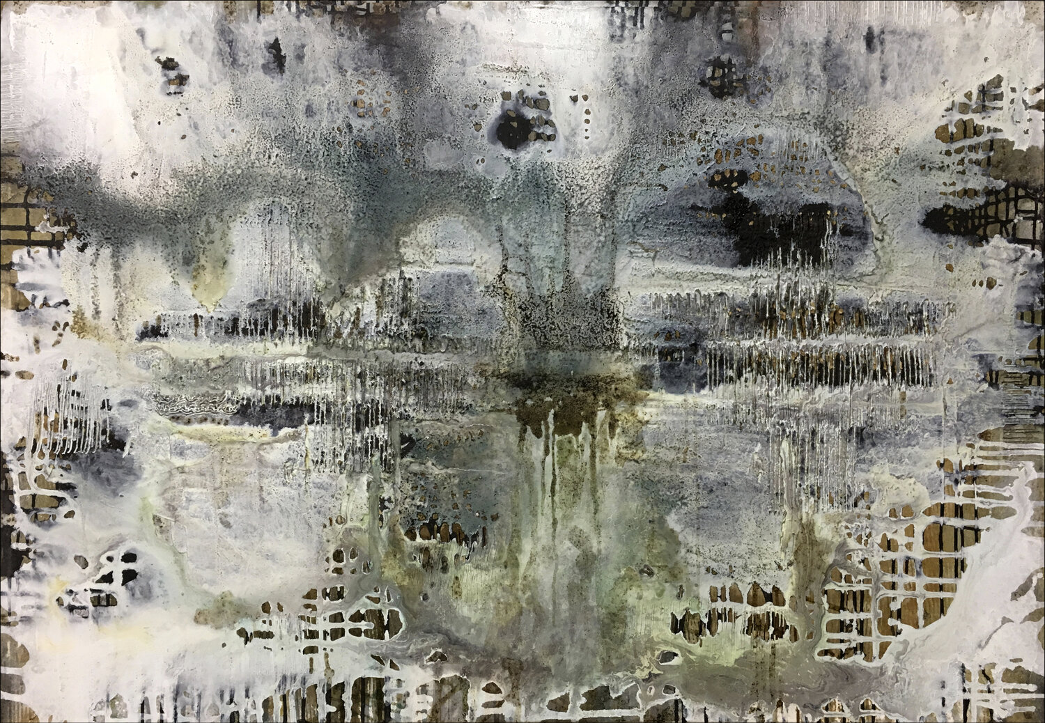 O.T. - Weiß-Grau - Strukturen / Lands Cape Art Rudi Eckerle Original painting for sale