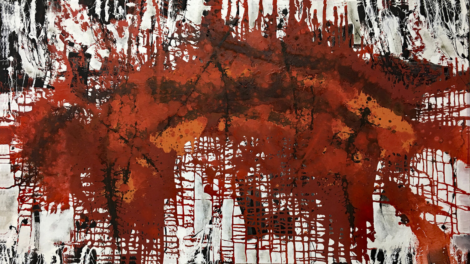 O.T. - Universum Rot / Mixed Media auf Leinwand - Preisgekrönt Rudi Eckerle Original painting for sale