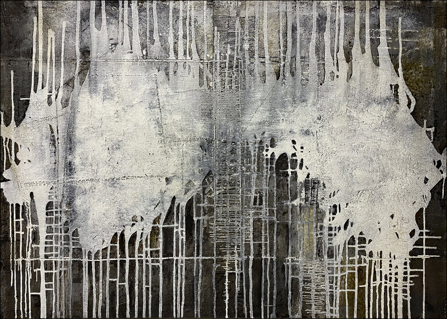 O.T. -  Universum / Weiß Strukturen - Experimentelle Malerei auf Leinwand Rudi Eckerle Original painting for sale