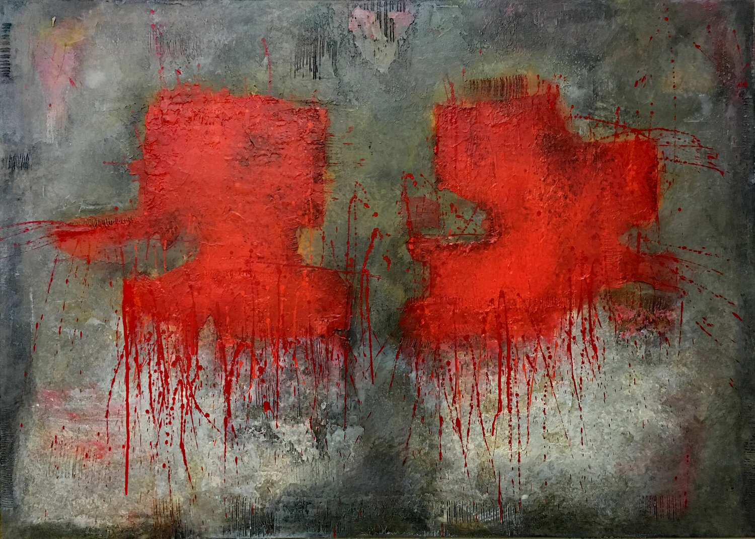 O.T. - RED 2 - Zutiefst Menschlich- Strukturbild Rudi Eckerle Original painting for sale