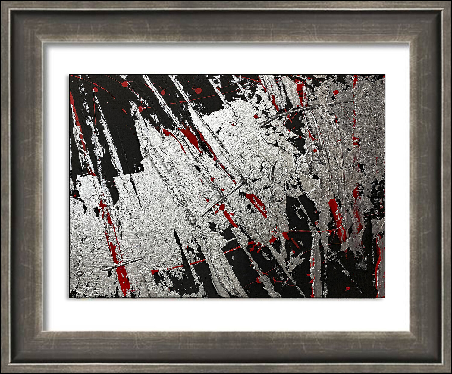 Color Field Painting 13 / Silver Paint  24 x 17 cm - ohne Rahmen Rudi Eckerle Original painting for sale