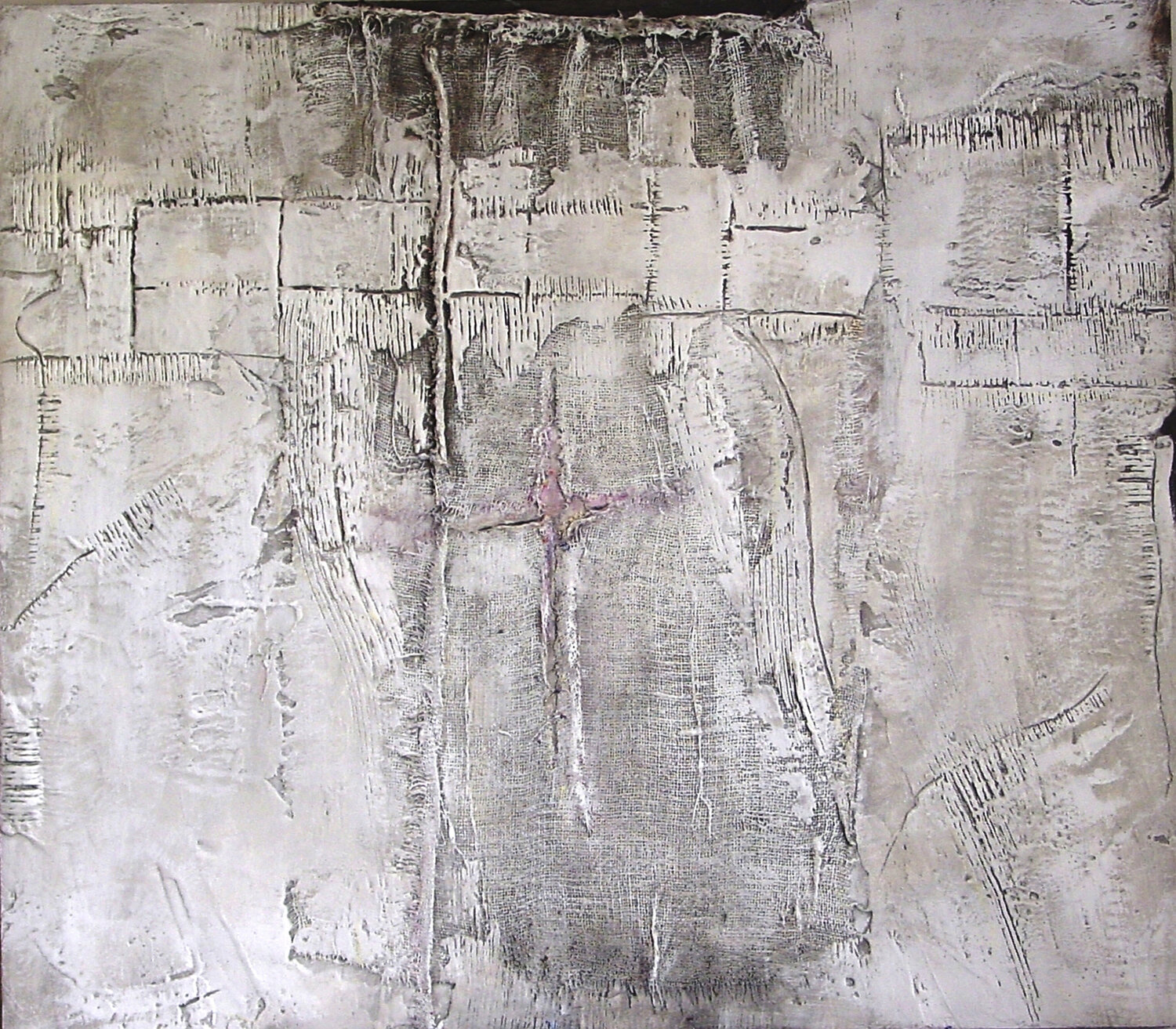 O.T. Weiß Struktur - Preisgekrönt  - Malerei auf Holz Rudi Eckerle Original painting for sale