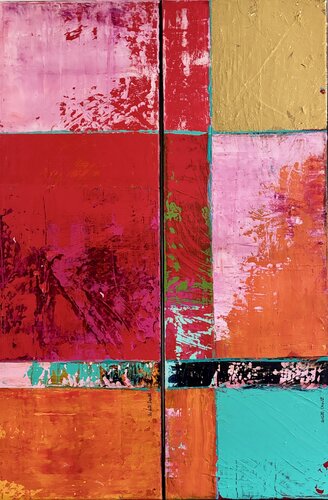 Les couleurs vivent (diptyque) by Brigitte Dravet, Painting for Sale on Select
