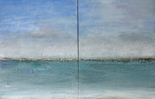 Le grand bleu (diptyque) by Brigitte Dravet, Painting for Sale on Select