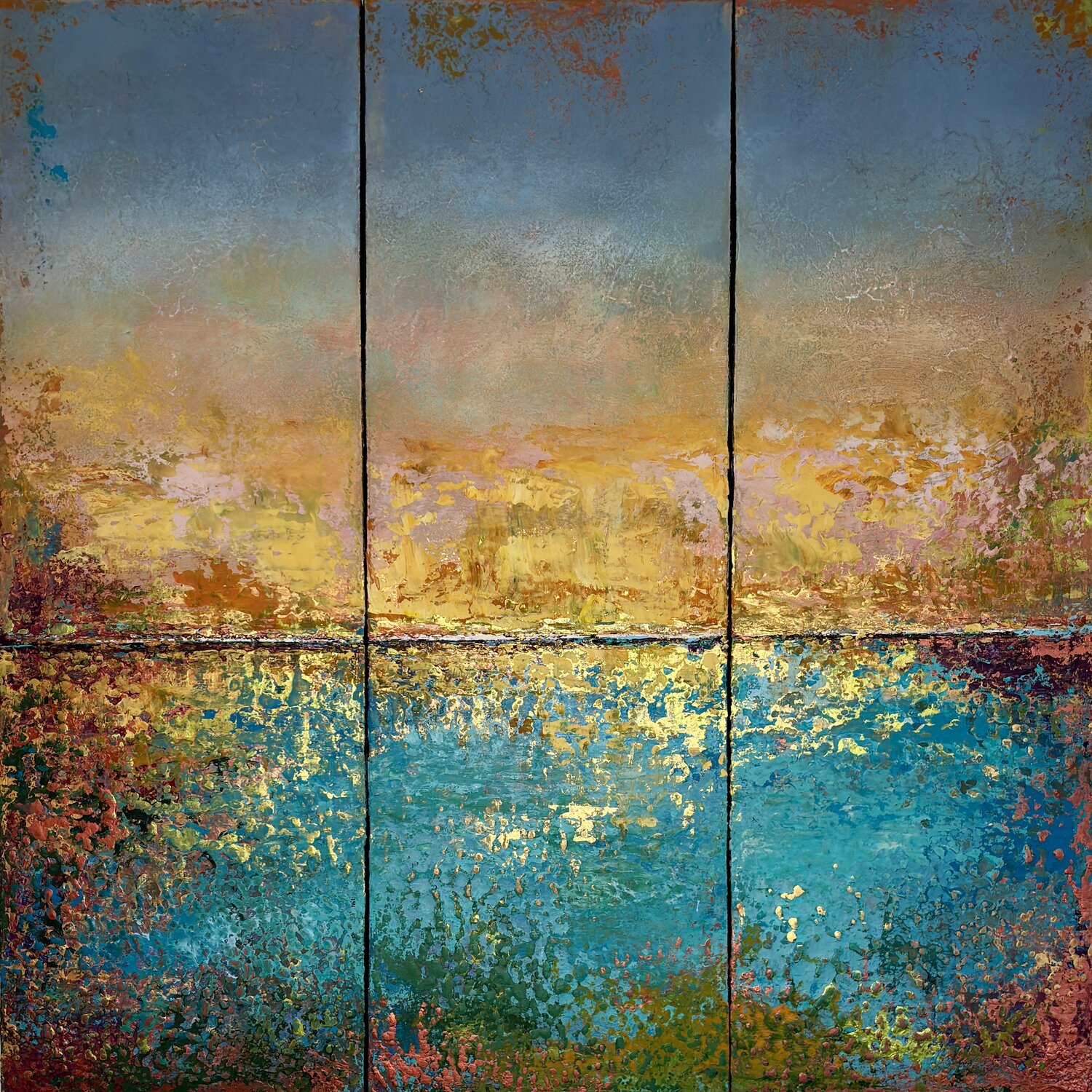 1 2 3 Soleil Brigitte Dravet Original painting for sale