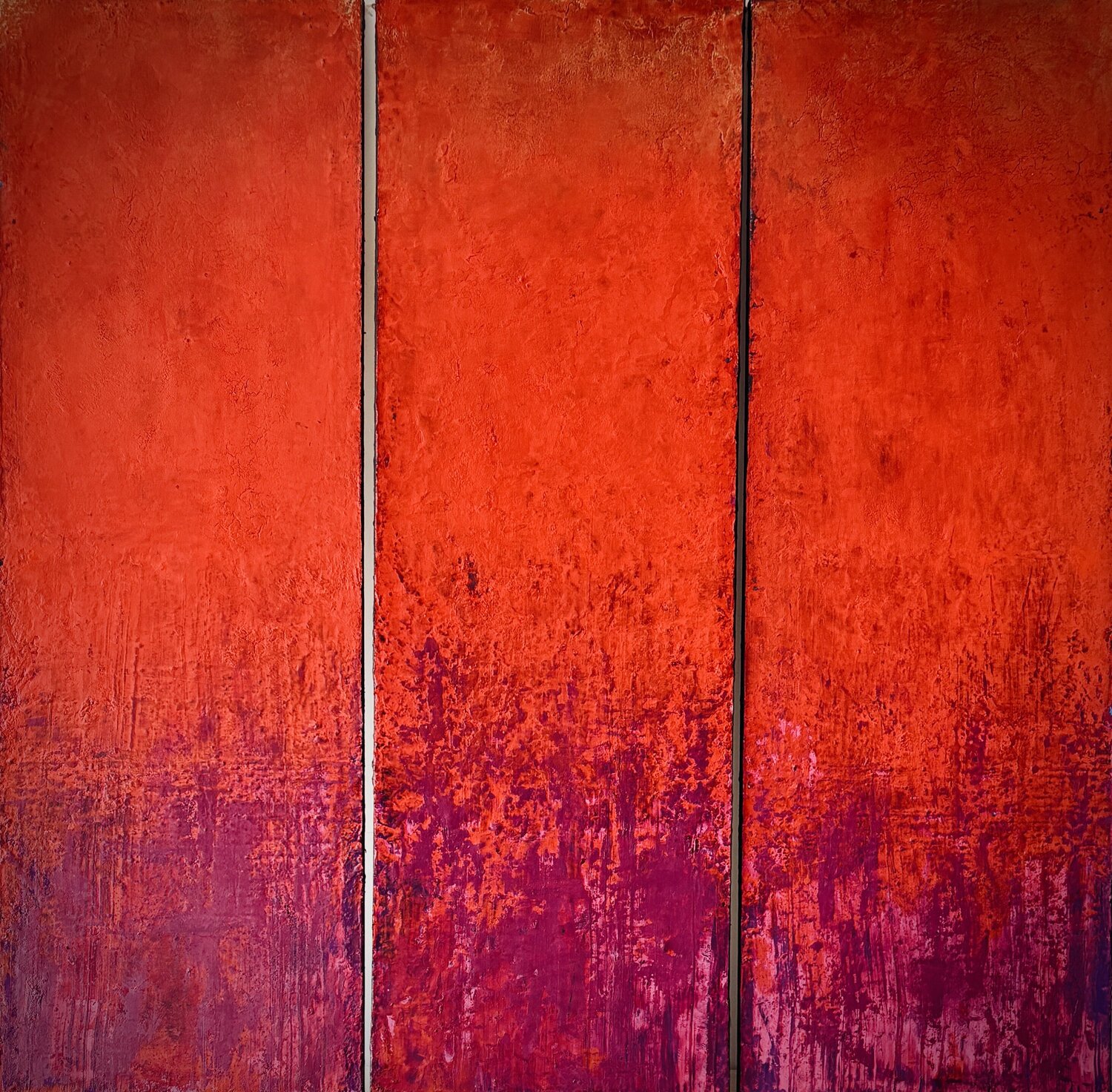 Scarlet whisper (triptyque) Brigitte Dravet Original painting for sale
