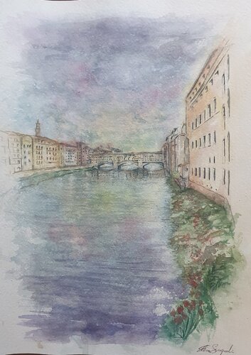 Ponte Vecchio , Firenze by Elisa Spagnoli, Painting for Sale on Select