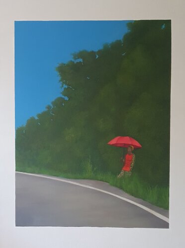 L' ombrello rosso by Elisa Spagnoli, Painting for Sale on Select