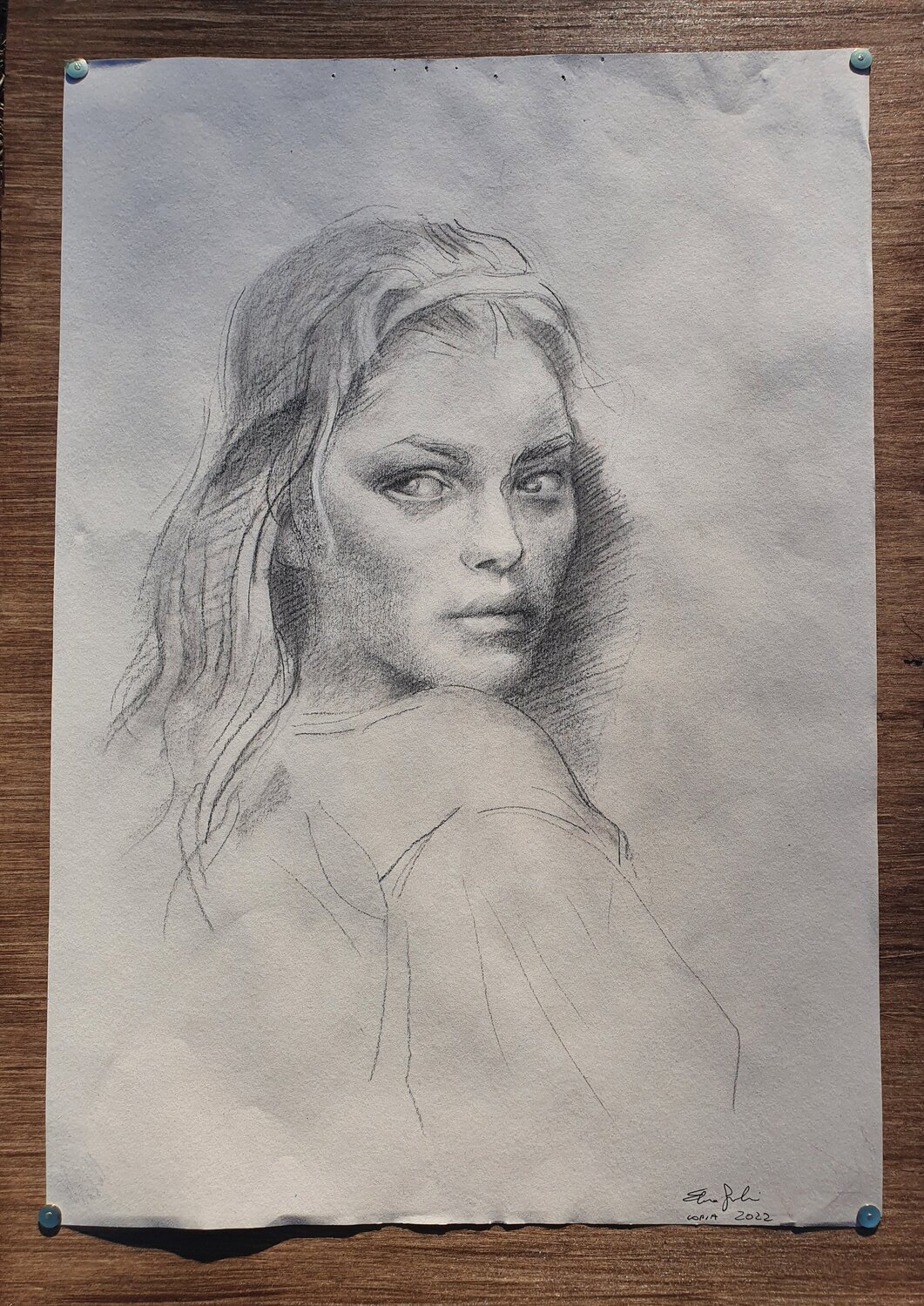Ritratto femminile Elisa Spagnoli Drawing for sale