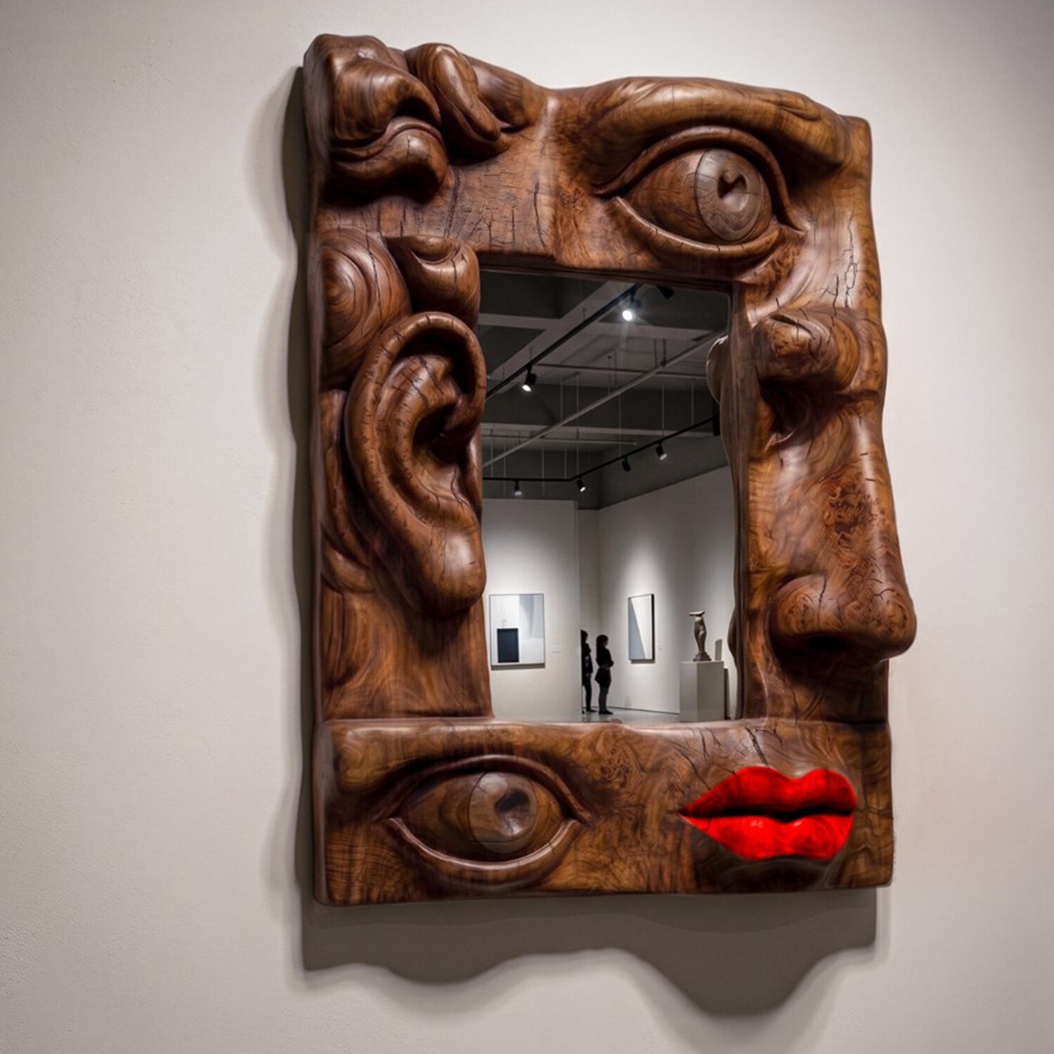 Wooden Face Mirror