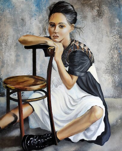 Ruhende Rebecca by Eva Vogt, Painting for Sale on Select