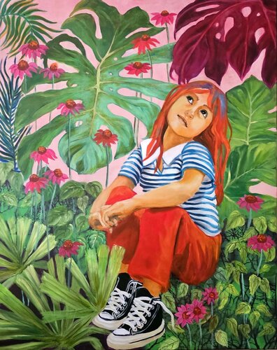 Blumenmädchen by Eva Vogt, Painting for Sale on Select